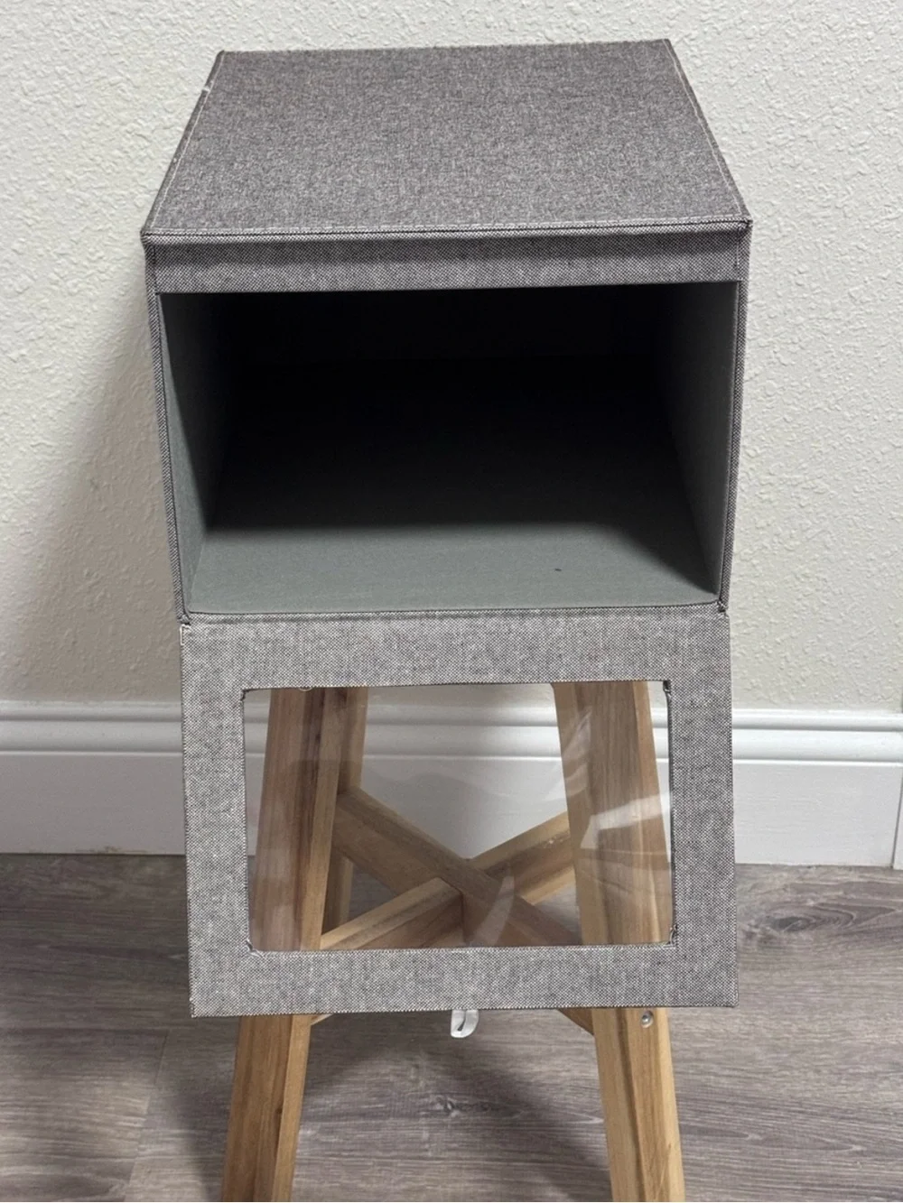 The Container Store Cambridge Drop-Front Shirt Box Grey Linen